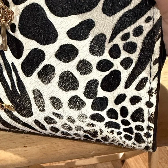 Michael Kors Black and White Patterned Calf Hair Small Satchel. - Picture 5 of 12